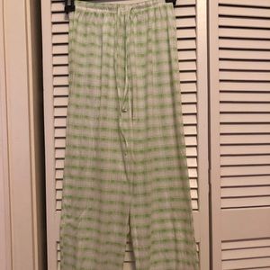 Green White Plaid Pajama Pants